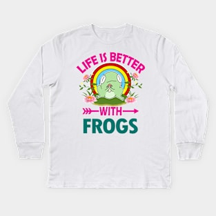 Life Is Better With Frogs Kids Long Sleeve T-Shirt